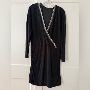 Daily Practice Anthropologie Navy Ruched Sporty Hooded V-Neck Mini Dress Sz XL